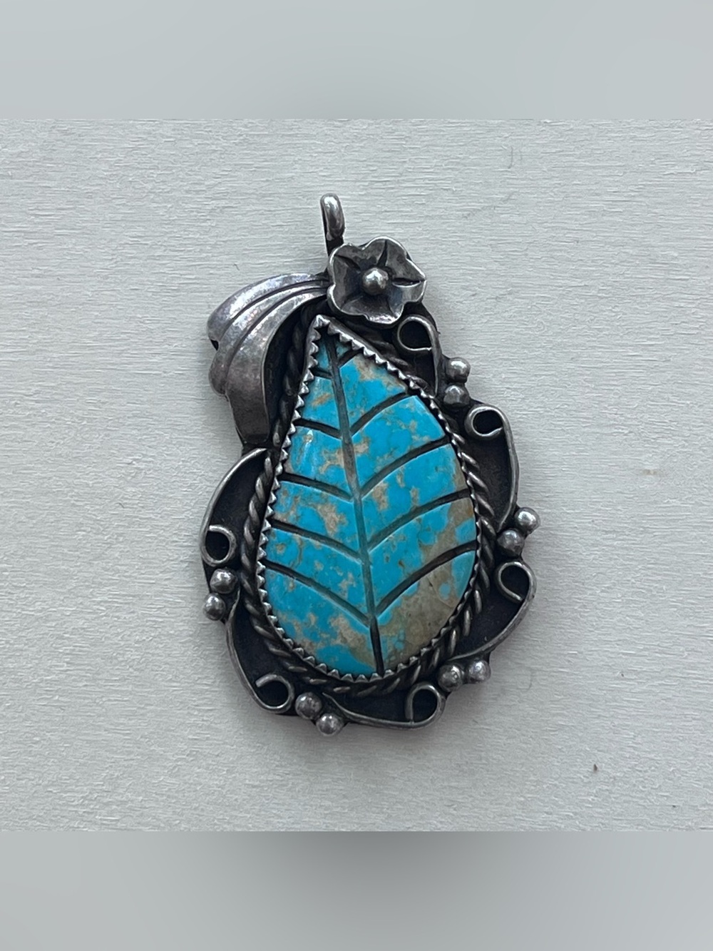 Authentic Handmade Native American Turquoise Sterling Silver Pendant New Mexico
